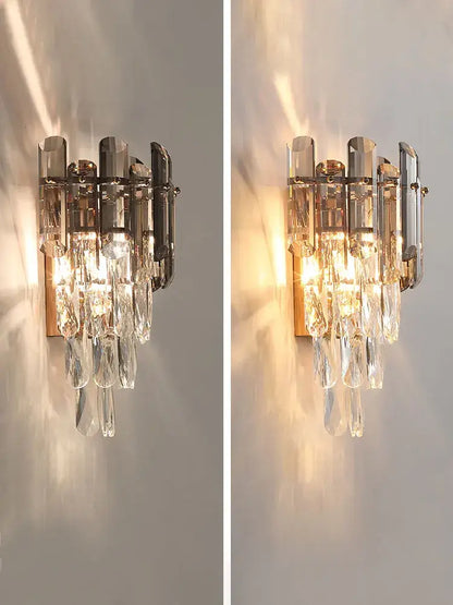 Modern luxury crystal gold led wall sconce bedroom light