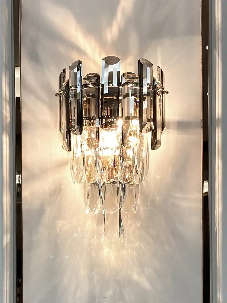 Modern luxury crystal gold led wall sconce bedroom light