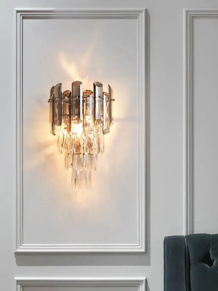 Modern luxury crystal gold led wall sconce bedroom light