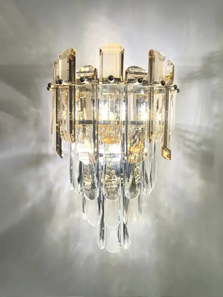 Modern luxury crystal gold led wall sconce bedroom light