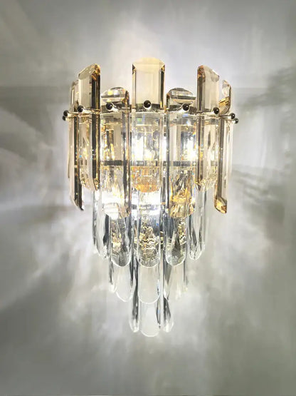 Modern luxury crystal gold led wall sconce bedroom light