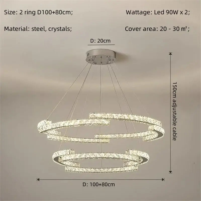 Modern luxury crystal led chandelier – foyer pendant light