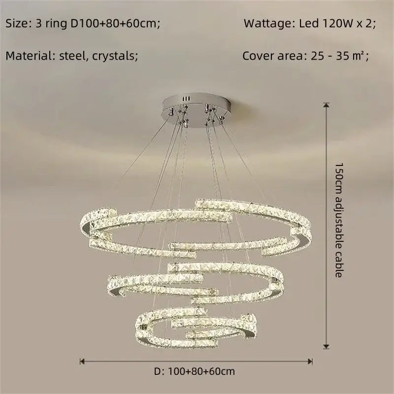 Modern luxury crystal led chandelier – foyer pendant light