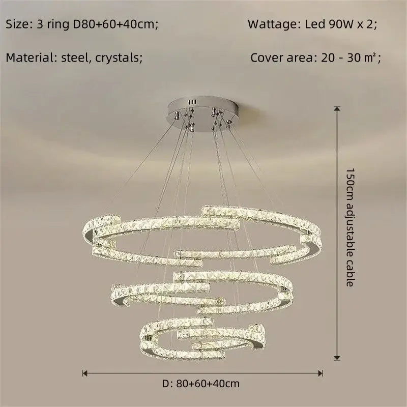 Modern luxury crystal led chandelier – foyer pendant light