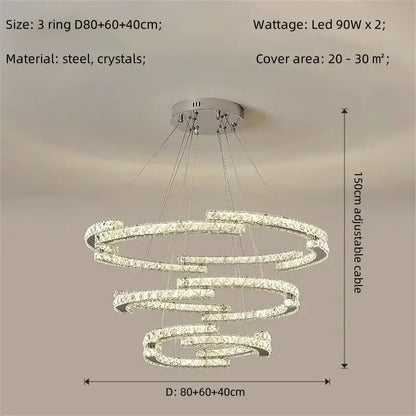 Modern luxury crystal led chandelier – foyer pendant light