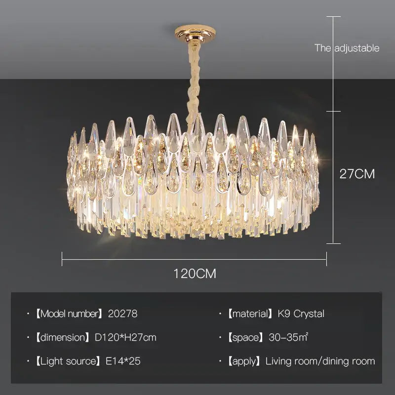 Modern luxury crystal led chandelier stairway villa light