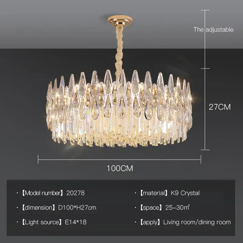Modern luxury crystal led chandelier stairway villa light