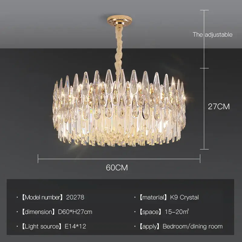 Modern luxury crystal led chandelier stairway villa light
