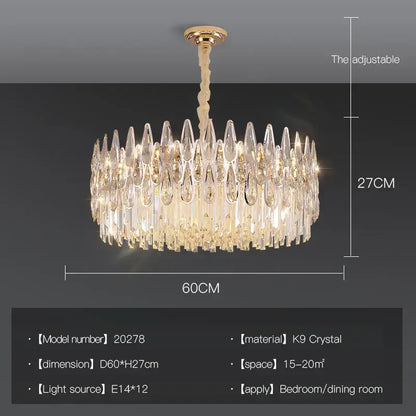 Modern luxury crystal led chandelier stairway villa light