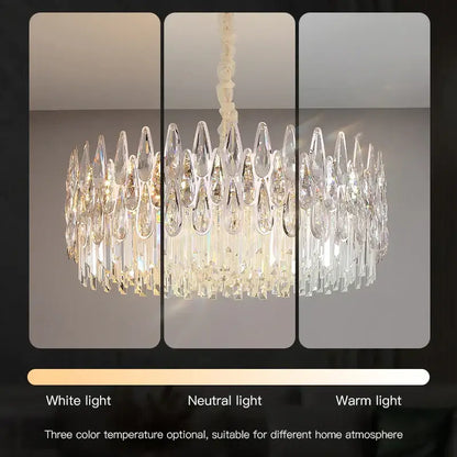 Modern luxury crystal led chandelier stairway villa light