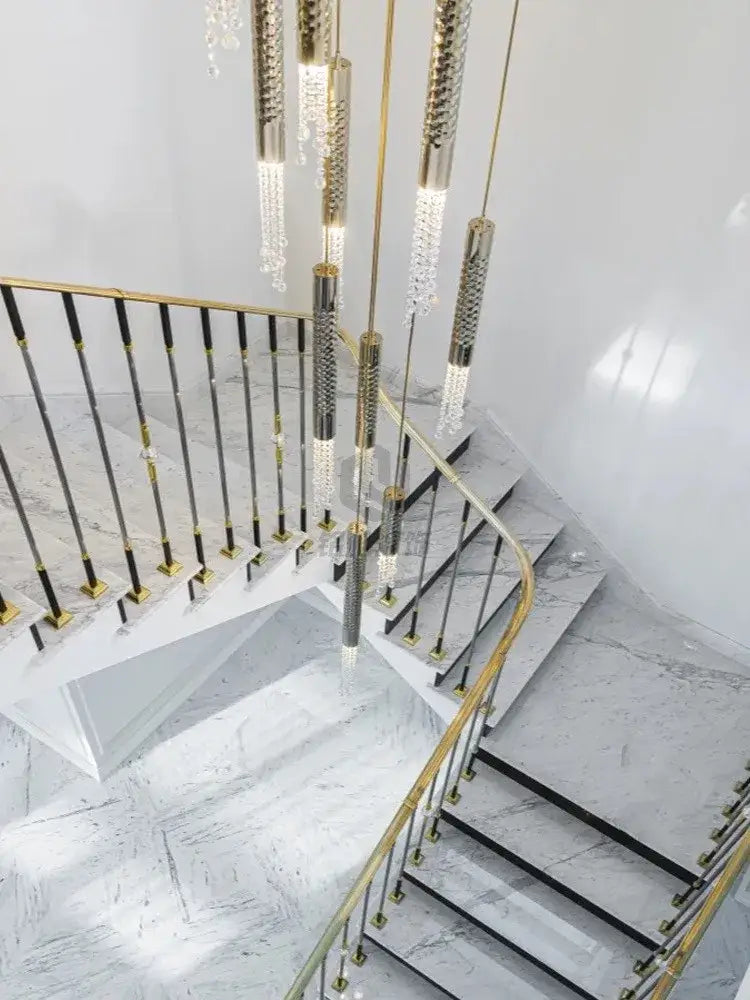 Modern luxury crystal led staircase chandelier for living room hall