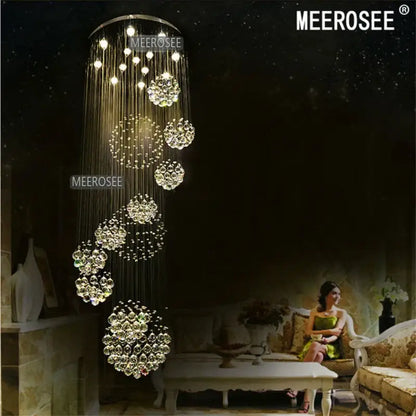 Modern luxury crystal staircase chandelier – living room pendant light