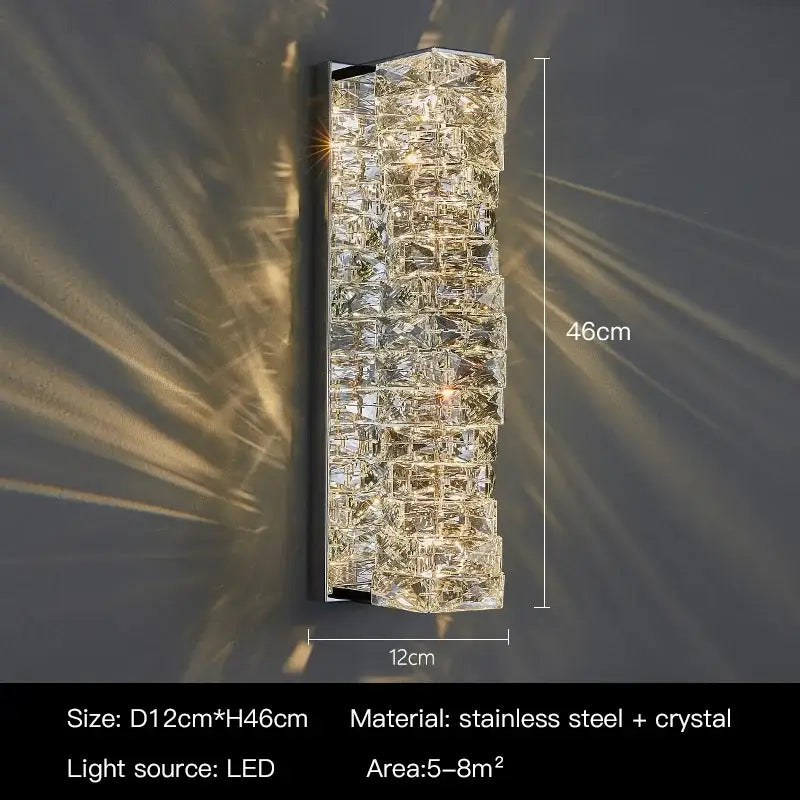 Modern luxury gold and crystal led wall light for living room