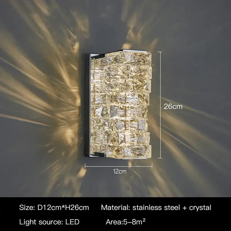 Modern luxury gold and crystal led wall light for living room