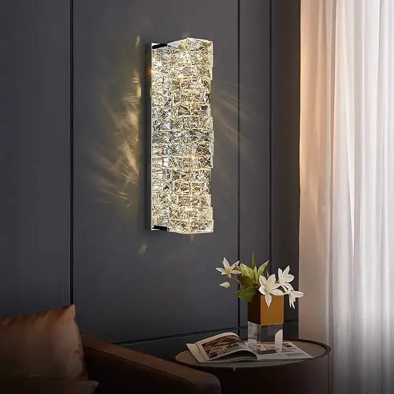 Modern luxury gold and crystal led wall light for living room
