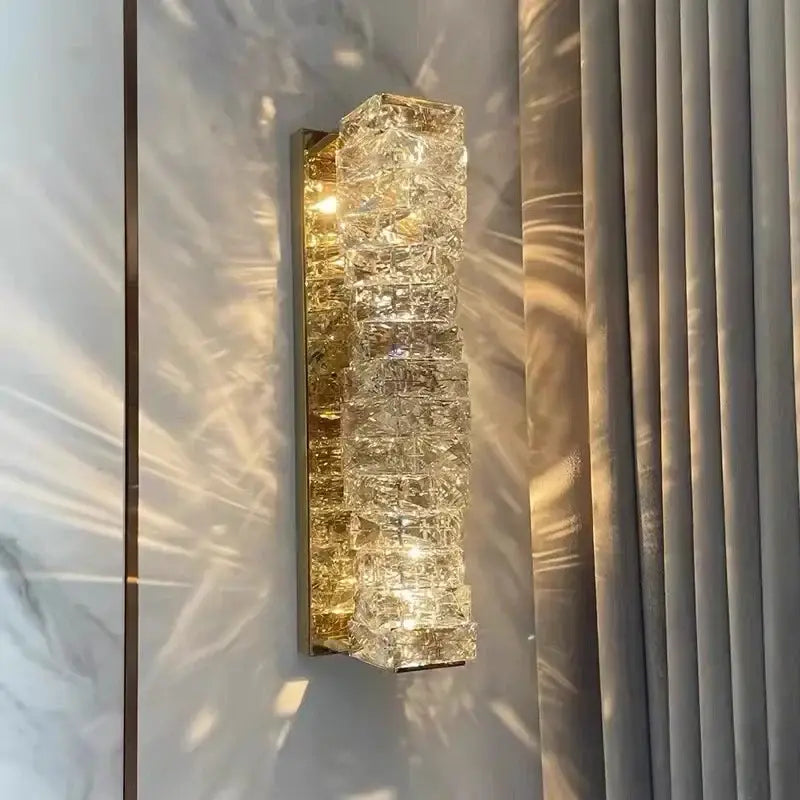 Modern luxury gold and crystal led wall light for living room