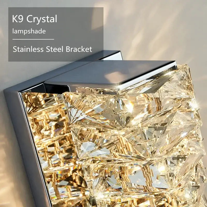 Modern luxury gold and crystal led wall light for living room