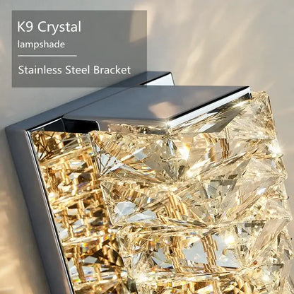 Modern luxury gold and crystal led wall light for living room