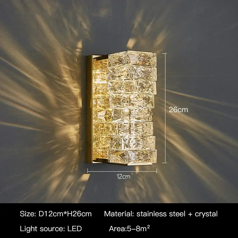 Modern luxury gold and crystal led wall light for living room