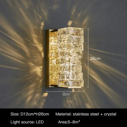 Modern luxury gold and crystal led wall light for living room