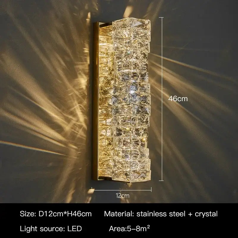 Modern luxury gold and crystal led wall light for living room