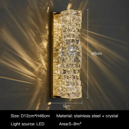 Modern luxury gold and crystal led wall light for living room