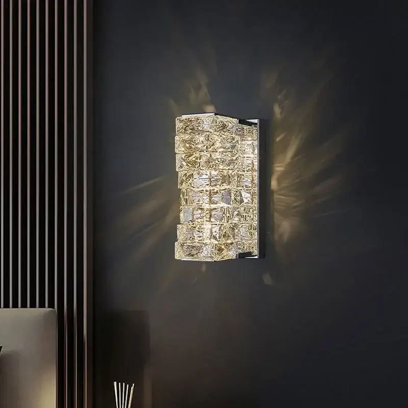 Modern luxury gold and crystal led wall light for living room