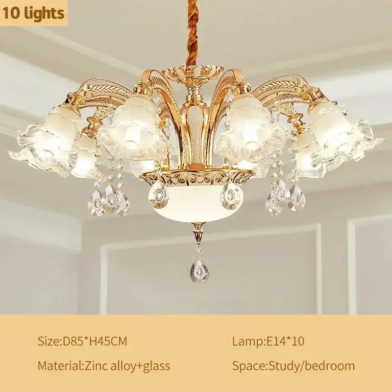 Modern luxury gold crystal ceiling chandelier living room flower light