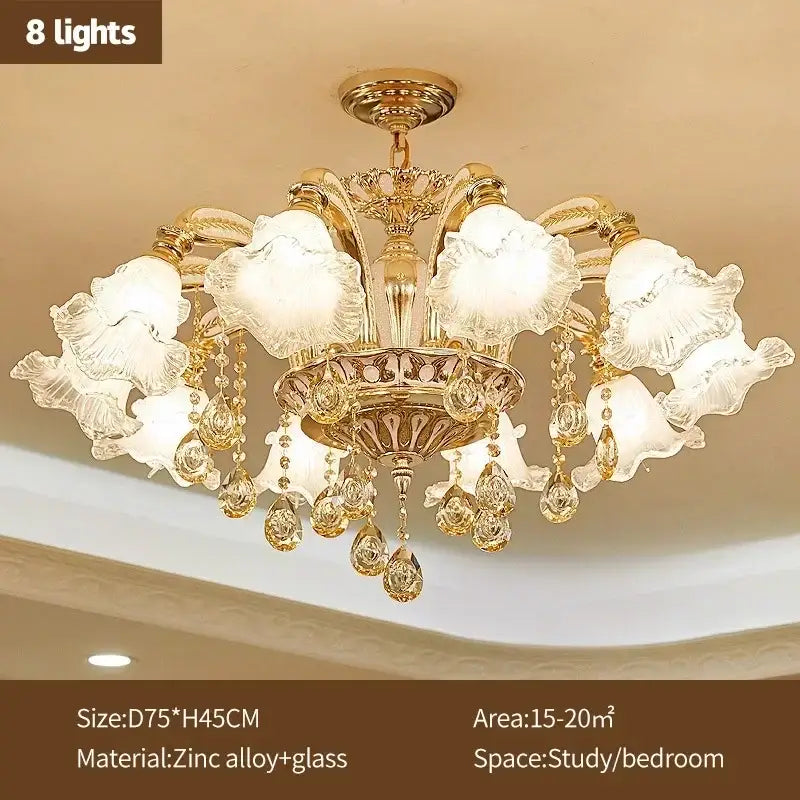 Modern luxury gold crystal ceiling chandelier living room flower light