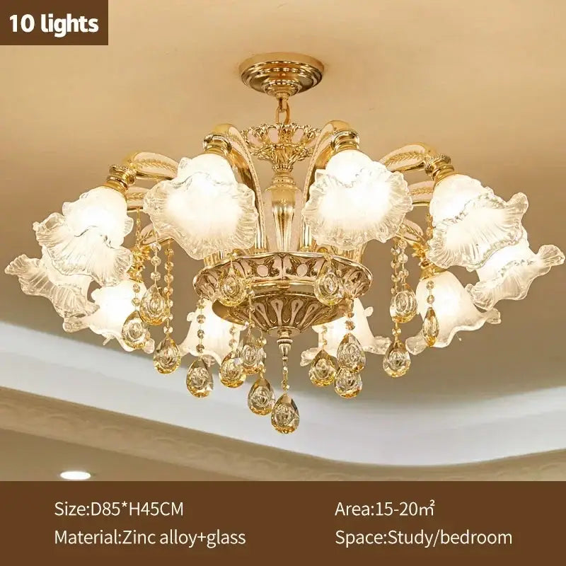 Modern luxury gold crystal ceiling chandelier living room flower light
