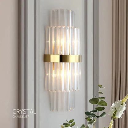 Modern luxury gold crystal led wall lamp for bedroom