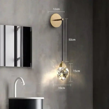 Modern luxury gold crystal led wall sconce bedroom light fixture