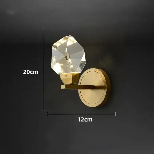 Modern luxury gold crystal led wall sconce bedroom light fixture