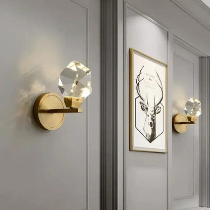 Modern luxury gold crystal led wall sconce bedroom light fixture