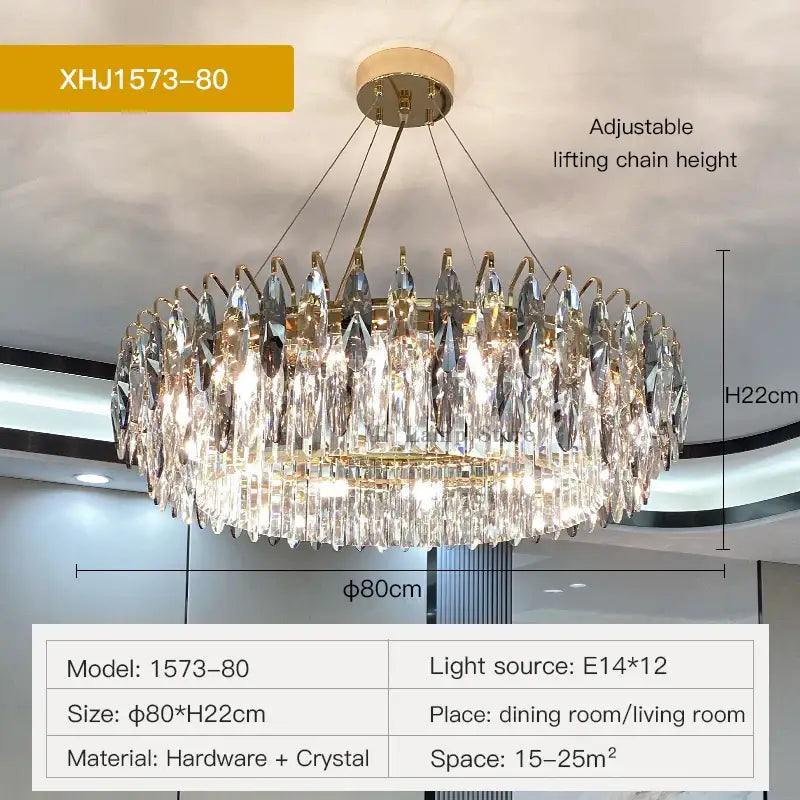 Modern luxury gold crystal atmosphere chandelier dining room