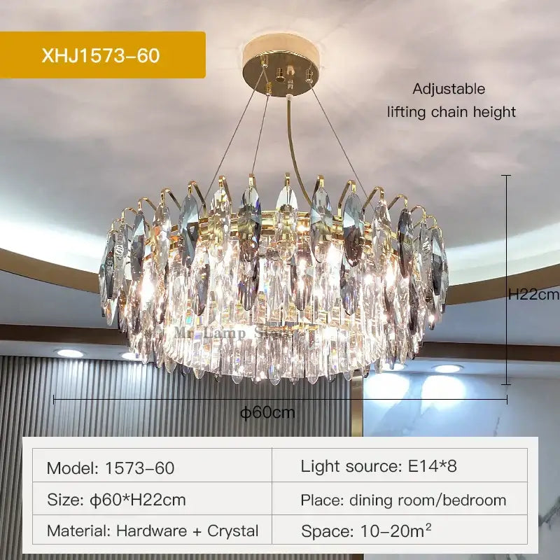 Modern luxury gold crystal atmosphere chandelier dining room