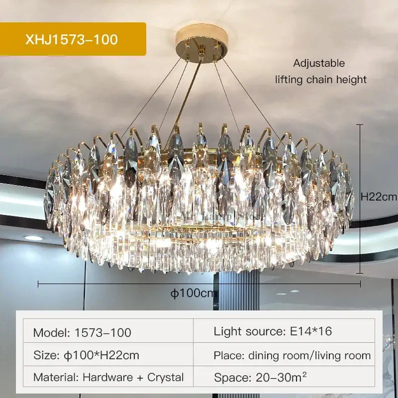 Modern luxury gold crystal atmosphere chandelier dining room