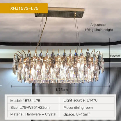 Modern luxury gold crystal atmosphere chandelier dining room