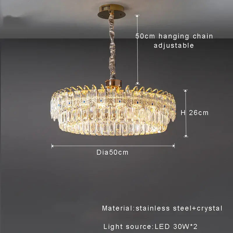 Modern luxury gold double crystal ceiling chandelier living room