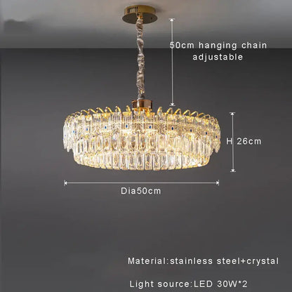 Modern luxury gold double crystal ceiling chandelier living room