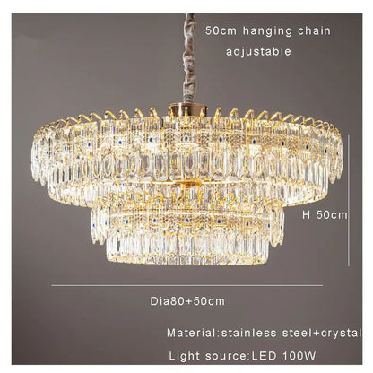 Modern luxury gold double crystal ceiling chandelier living room