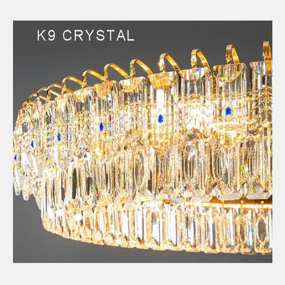 Modern luxury gold double crystal ceiling chandelier living room