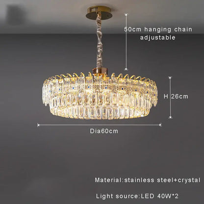 Modern luxury gold double crystal ceiling chandelier living room