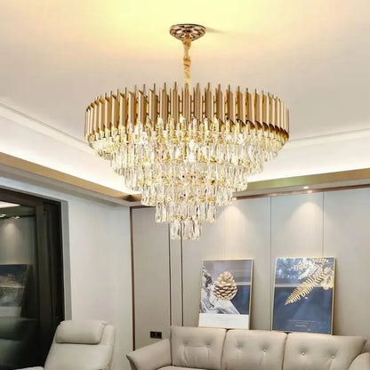 Modern luxury gold & white crystal chandelier living room light
