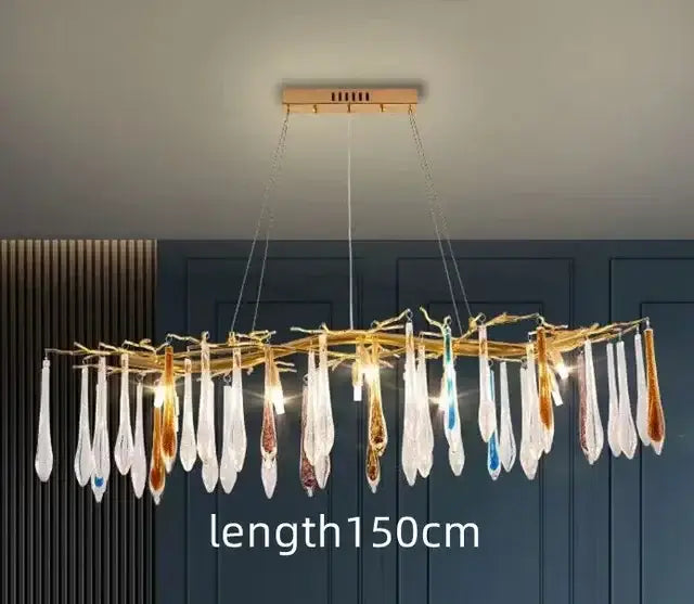 Modern luxury golden crystal water drop led chandelier dining room