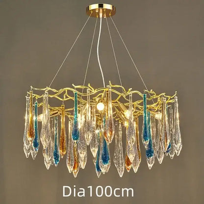 Modern luxury golden crystal water drop led chandelier dining room