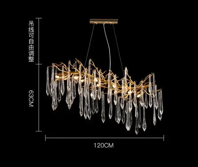 Modern luxury golden crystal water drop led chandelier dining room