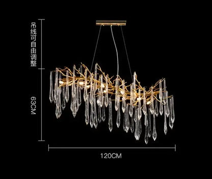 Modern luxury golden crystal water drop led chandelier dining room