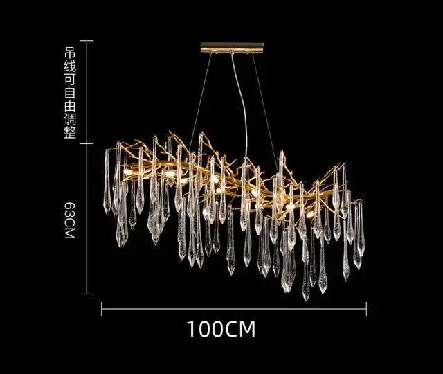 Modern luxury golden crystal water drop led chandelier dining room