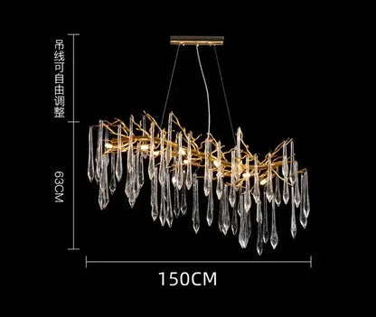 Modern luxury golden crystal water drop led chandelier dining room